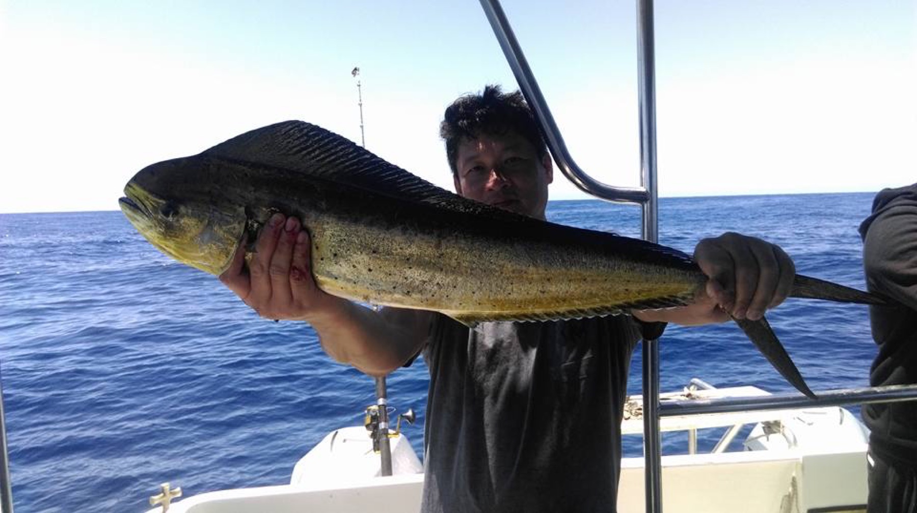 Anglers working the rail aboard the charter boat